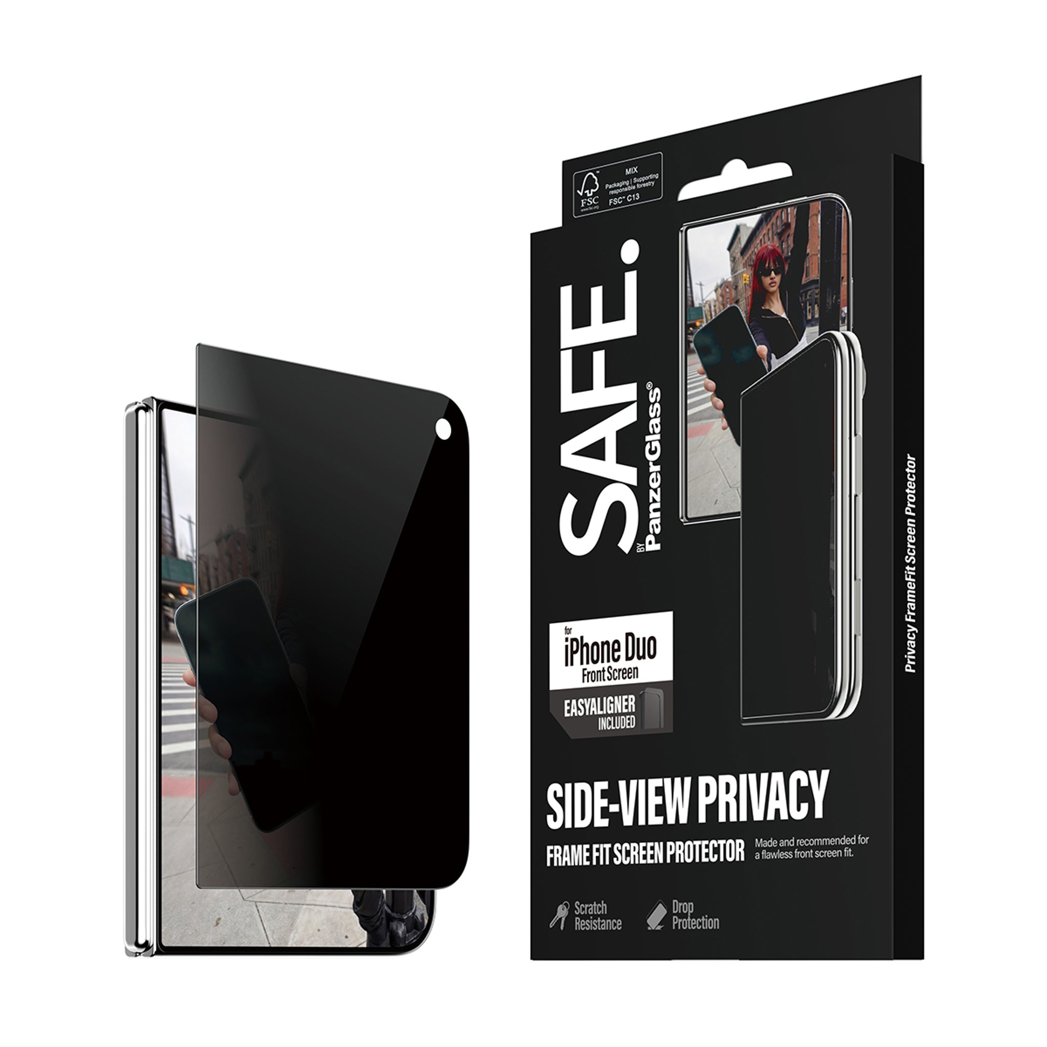 SAFE. by PanzerGlass® 2-Way Privacy Front Screen Protector iPhone Duo | FRAME FIT w. EasyAligner